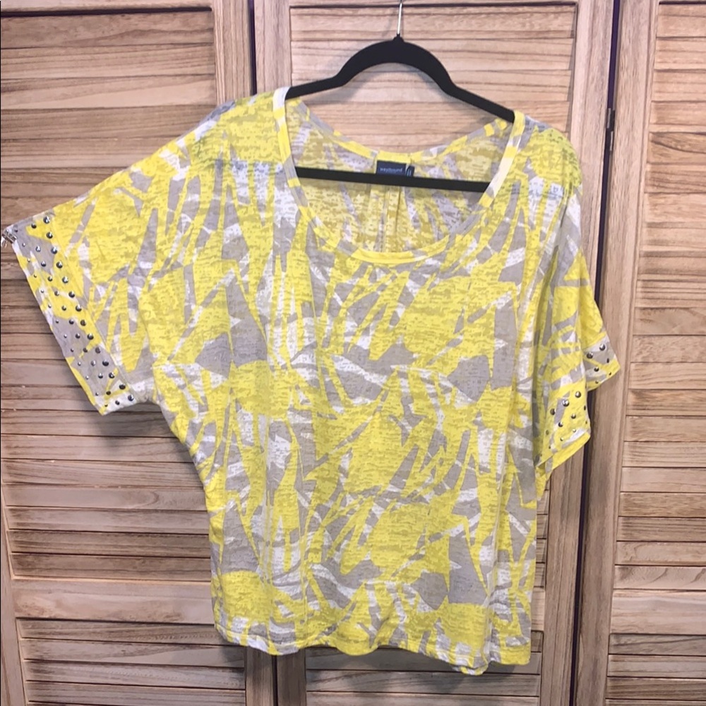 Westbound Woman Yellow and Gray Women's Top Size 2X